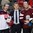 COLOGNE, GERMANY - MAY 7: Latvia's Zemgus Girgensons #28 and Slovakia's Vladimir Dravecky #22 were named Players of the Game for their respective teams after Latvia's 3-1 preliminary round win at the 2017 IIHF Ice Hockey World Championship. (Photo by Andre Ringuette/HHOF-IIHF Images)

